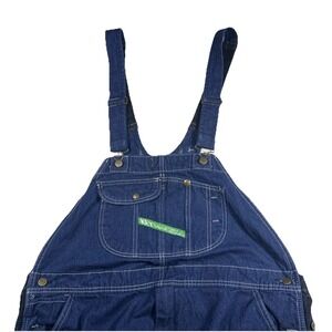 Key Apparel Bib Overalls Mens 46x30 Blue Jean Denim Baggy Long Pockets Wide Leg